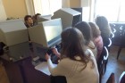 Arbeit mit Mikrofilmen an den Lesegeräten